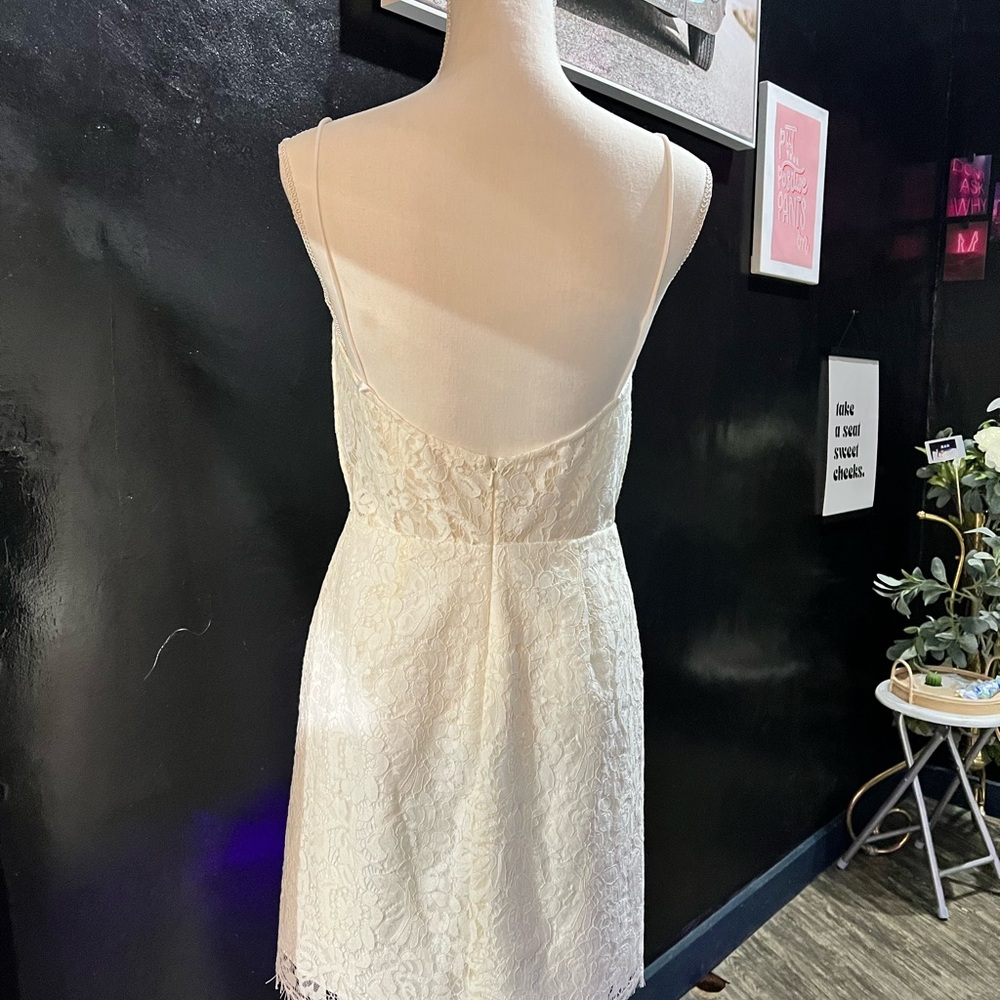 Jenny Yoo Cream Lace Mini Dress - Picture 2 of 8